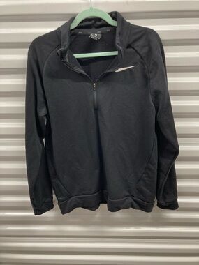Nike Black Half-Zip Bomber Pullover with White Swoosh